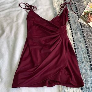 Blue Blush Gathered Crepe Mini Dress - Large